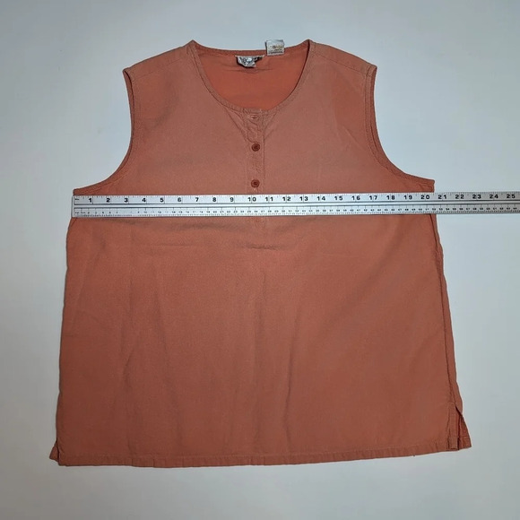 Vintage Tradition 100% Cotton Terracotta  Orange Three Button Tank Top Women L - Picture 6 of 7